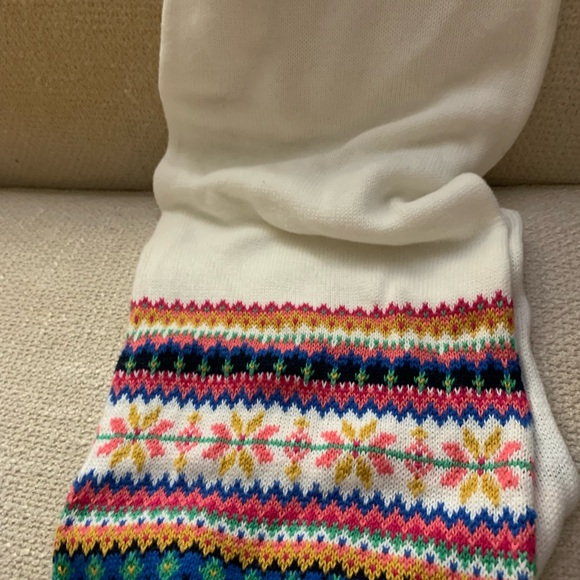 New Talbots Fair Isle Pattern Design Winter White Background Scarf - Picture 3 of 7